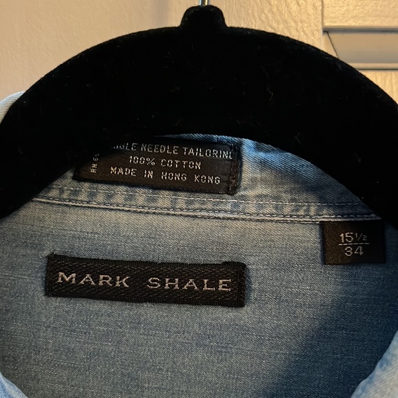 Mark Shale men’s 100% cotton single needle tailoring size 15 1/2 34 button down - Picture 2 of 3